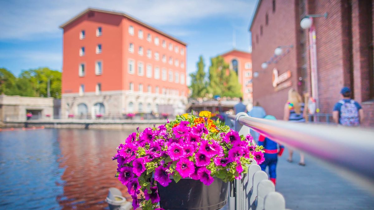 Tampereen koskimaisema kesällä.