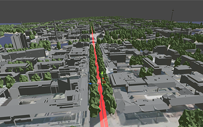 Tampereen 3D-mallissa voi tarkastella tulevaisuuden ratikkareittiä katutasolta