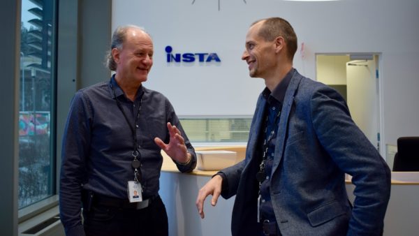 Esa Einola and Juha Latvala in the Insta Group premises in Tampere, Finland.