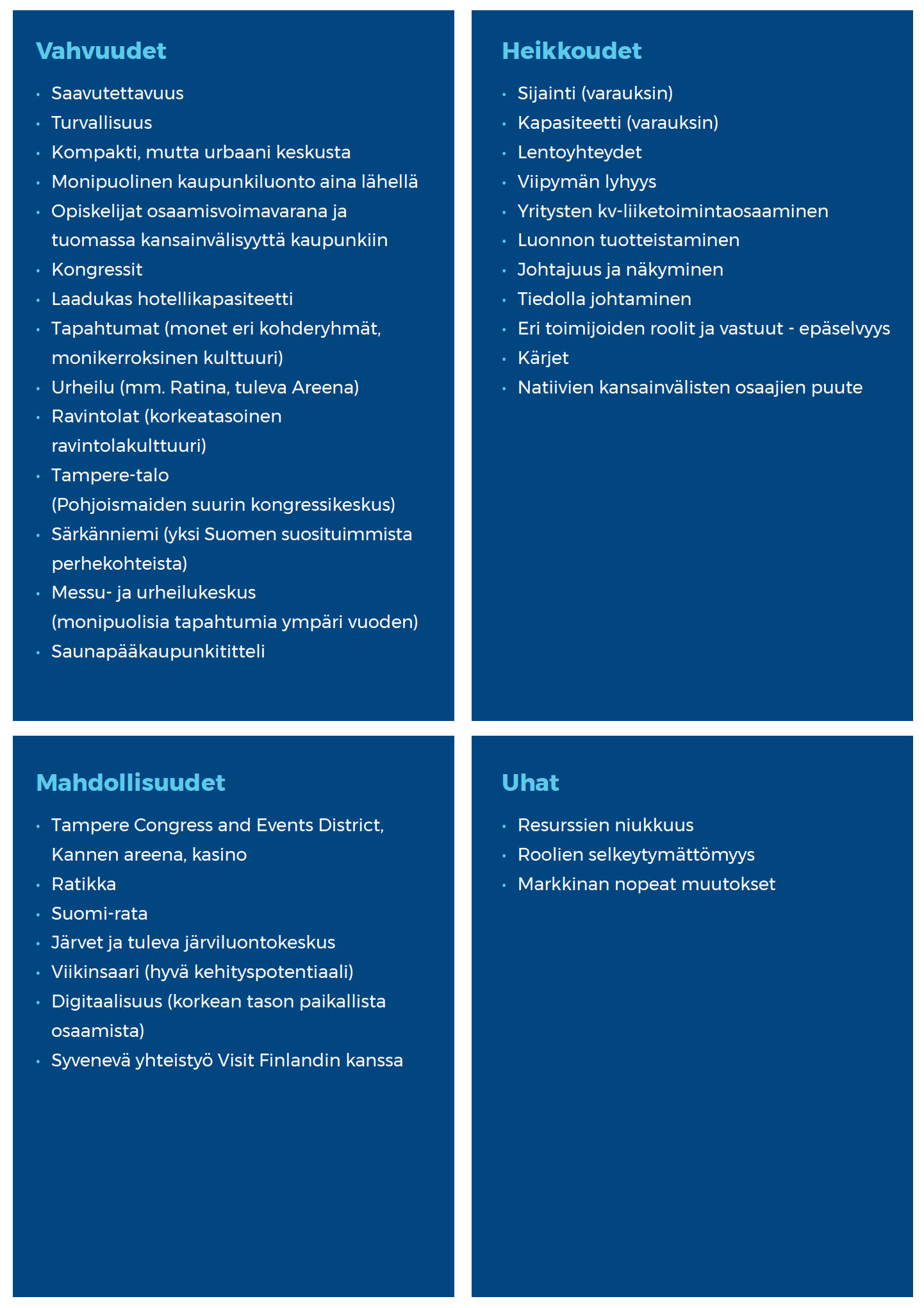 visittampere nykytila analyysi swot